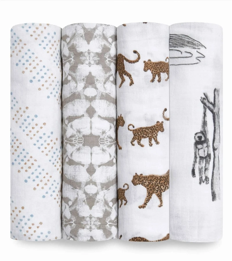 Aden + Anais Classic Swaddle Wraps, 4 Pack - Hear Me Roar 3 Aden + Anais Classic Swaddle Wraps, 4 Pack - Hear Me Roar