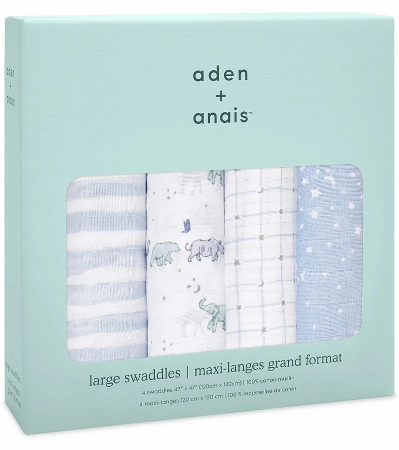 Aden + Anais Classic Swaddle Wraps, 4 Pack - Rising Star 5 Aden + Anais Classic Swaddle Wraps, 4 Pack - Rising Star - Image 3