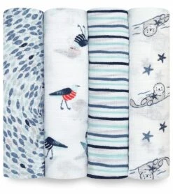 Aden + Anais Essentials Swaddle Wraps, 4 Pack - Seashore