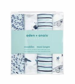 Aden + Anais Essentials Swaddle Wraps, 4 Pack - Seashore -Baby Products Store aden anais essentials swaddle wraps 4 pack seashore 86