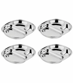 Ahimsa Stainless Steel Balanced Bites Plates (Set Of 4) - Classic