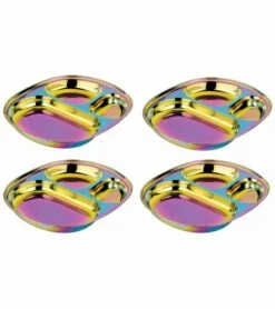 Ahimsa Stainless Steel Balanced Bites Plates (Set Of 4) - Rainbow