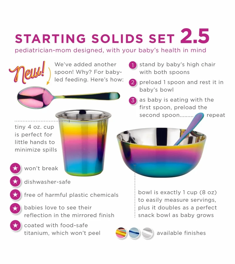 Ahimsa Stainless Steel Starting Solids Infant Set - Rainbow 4 Ahimsa Stainless Steel Starting Solids Infant Set - Rainbow - Image 2