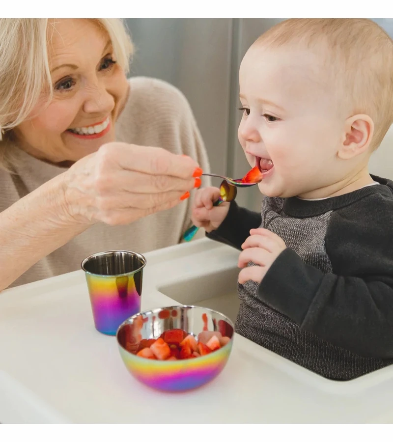 Ahimsa Stainless Steel Starting Solids Infant Set - Rainbow 9 Ahimsa Stainless Steel Starting Solids Infant Set - Rainbow - Image 7