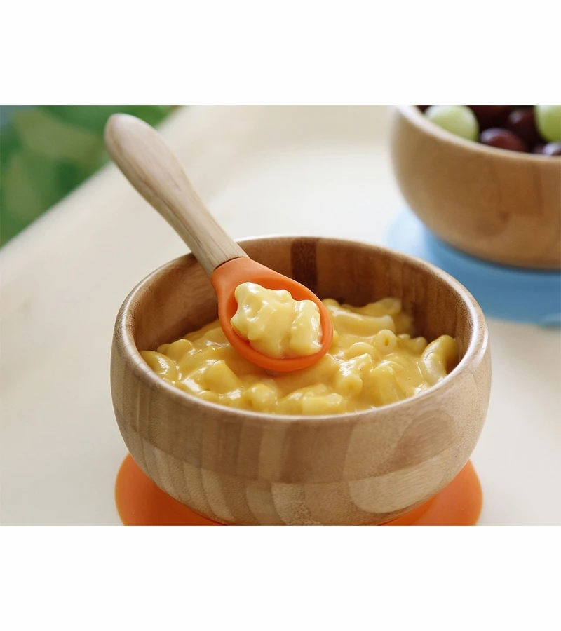 Avanchy Bamboo Stay Put Suction Baby Bowl + Spoon - Magenta 4 Avanchy Bamboo Stay Put Suction Baby Bowl + Spoon - Magenta - Image 2