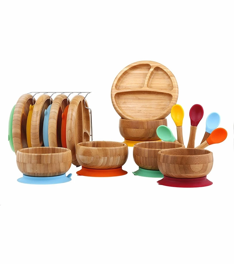 Avanchy Bamboo Stay Put Suction Baby Bowl + Spoon - Magenta 6 Avanchy Bamboo Stay Put Suction Baby Bowl + Spoon - Magenta - Image 4