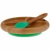 Avanchy Bamboo Suction Baby Divided Plate + Spoon - Green -Baby Products Store avanchy bamboo suction baby divided plate spoon green 50