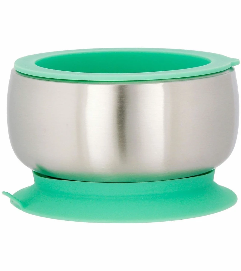 Avanchy Stainless Steel Suction Baby Bowl + Air Tight Lid - Green 3 Avanchy Stainless Steel Suction Baby Bowl + Air Tight Lid - Green