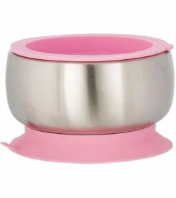 Avanchy Stainless Steel Suction Baby Bowl + Air Tight Lid - Pink