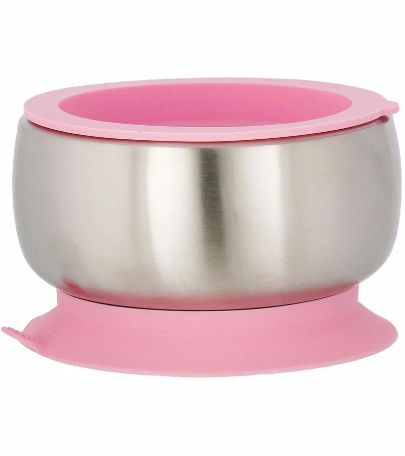 Avanchy Stainless Steel Suction Baby Bowl + Air Tight Lid - Pink 3 Avanchy Stainless Steel Suction Baby Bowl + Air Tight Lid - Pink