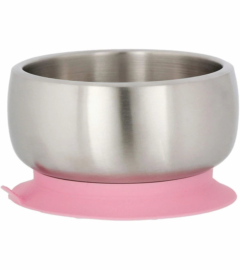 Avanchy Stainless Steel Suction Baby Bowl + Air Tight Lid - Pink 4 Avanchy Stainless Steel Suction Baby Bowl + Air Tight Lid - Pink - Image 2