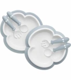 BabyBjorn Baby Plate, Spoon And Fork, 2 Sets - Powder Blue
