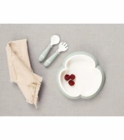 BabyBjorn Baby Plate, Spoon And Fork, 2 Sets - Powder Blue -Baby Products Store babybjorn baby plate spoon and fork 2 sets powder yellow 60