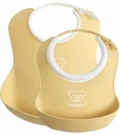 BabyBjorn Feeding Bib Set (Baby Bib + Small Baby Bib) - Powder Yellow