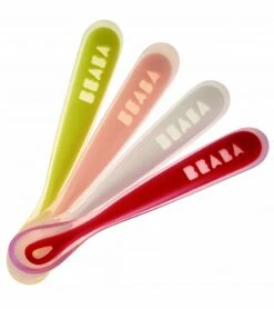 Beaba First Stage Silicone Spoons Set Of 4 - Neon