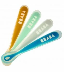 Beaba First Stage Silicone Spoons, Set Of 4 - Peacock