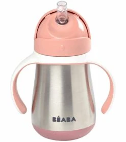 Beaba Stainless Steel Straw Sippy Cup - Rose
