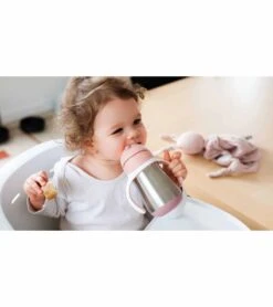 Beaba Stainless Steel Straw Sippy Cup - Rose -Baby Products Store beaba stainless steel straw sippy cup rose 130