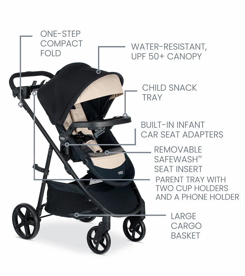 Britax Willow Brook S+ Travel System With Alpine Anti-Rebound Base - Sand Onyx 5 Britax Willow Brook S+ Travel System With Alpine Anti-Rebound Base - Sand Onyx - Image 3