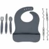 Busy Baby Bungee Bib & Utensil Bundle - Pewter 1 Busy Baby Bungee Bib & Utensil Bundle - Pewter -Baby Products Store busy baby bungee bib utensil bundle pewter 7