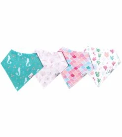 Copper Pearl Baby Bandana Bibs, 4 Pack - Coral