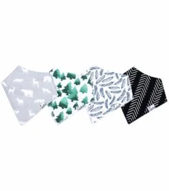 Copper Pearl Baby Bandana Bibs, 4 Pack - Woodland