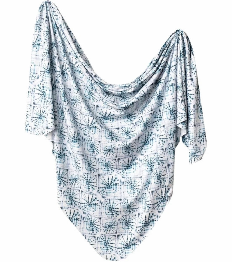 Copper Pearl Knit Swaddle Blanket - Indigo 3 Copper Pearl Knit Swaddle Blanket - Indigo