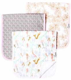 Copper Pearl Premium Burp Cloths, 3 Pack - Coral