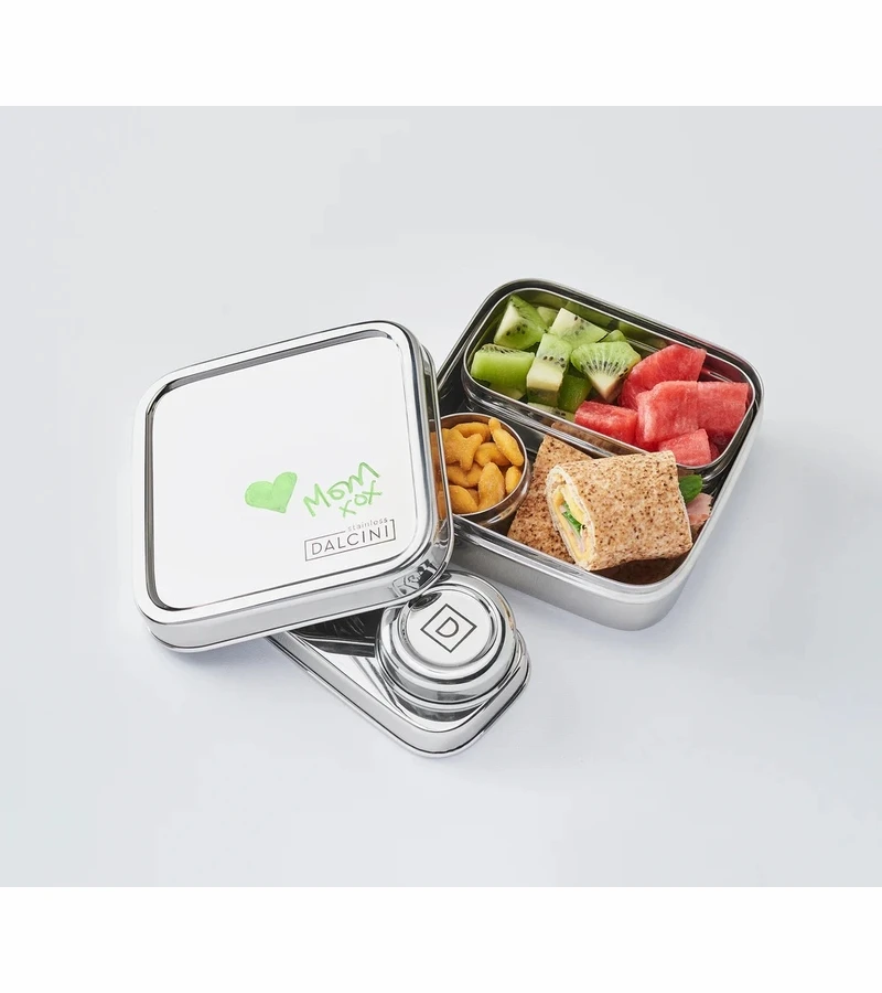 Dalcini Stainless Little Lunch Combo Stainless Steel Storage Set 4 Dalcini Stainless Little Lunch Combo Stainless Steel Storage Set - Image 2