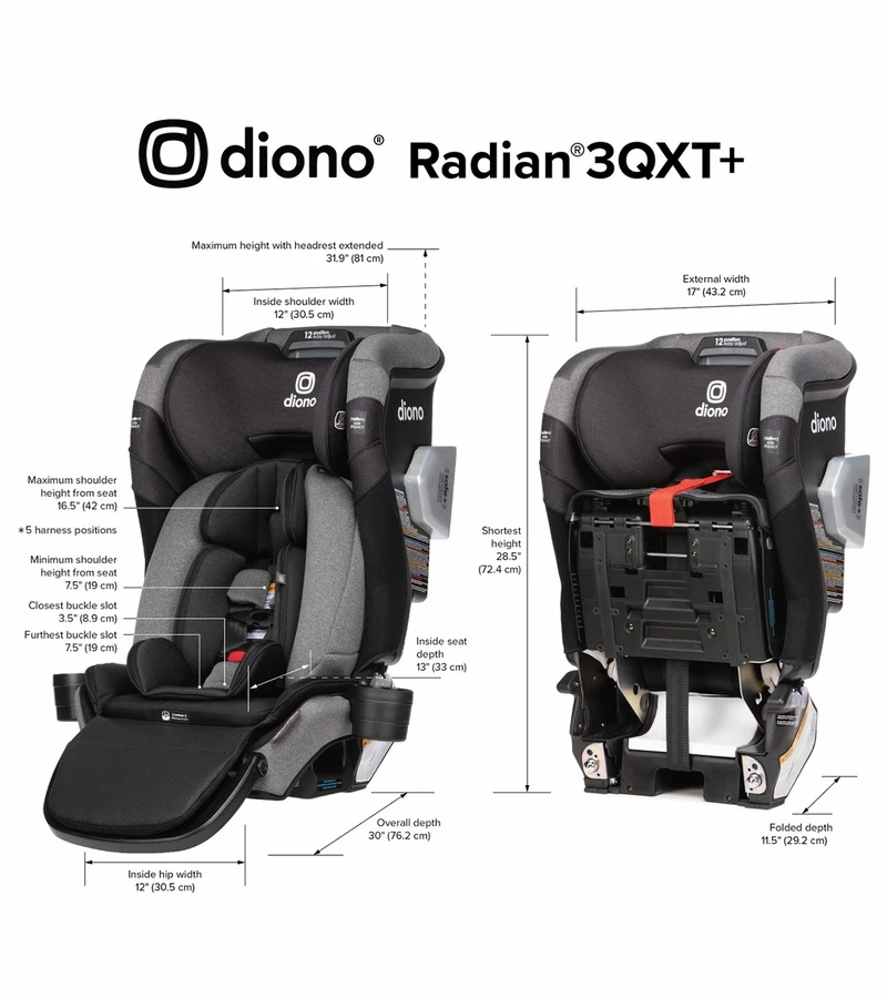 Diono Radian 3QXT+ Narrow All-in-One Convertible Car Seat - Black Jet 6 Diono Radian 3QXT+ Narrow All-in-One Convertible Car Seat - Black Jet - Image 4