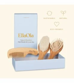 EllaOla 3-Piece Bamboo Brush & Comb Set -Baby Products Store ellaola 3 piece bamboo brush comb set 12