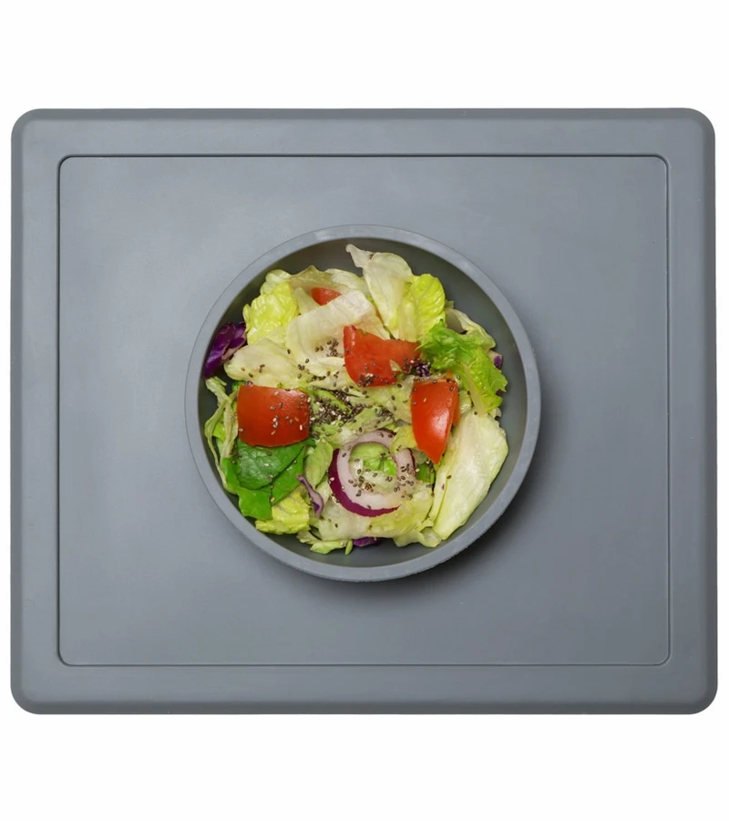 EZPZ Happy Mat Placemat & Bowl - Gray 4 EZPZ Happy Mat Placemat & Bowl - Gray - Image 2