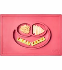 EZPZ Happy Mat Placemat & Plate - Coral -Baby Products Store ezpz happy mat placemat plate coral 146