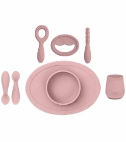 EZPZ Infant Bundle - First Foods Set + Oral Development Tools - Blush