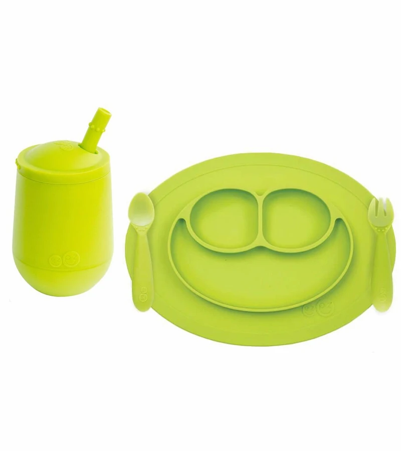 EZPZ Toddler Bundle - Mini Feeding Set + Mini Cup And Straw Training System - Lime 3 EZPZ Toddler Bundle - Mini Feeding Set + Mini Cup And Straw Training System - Lime