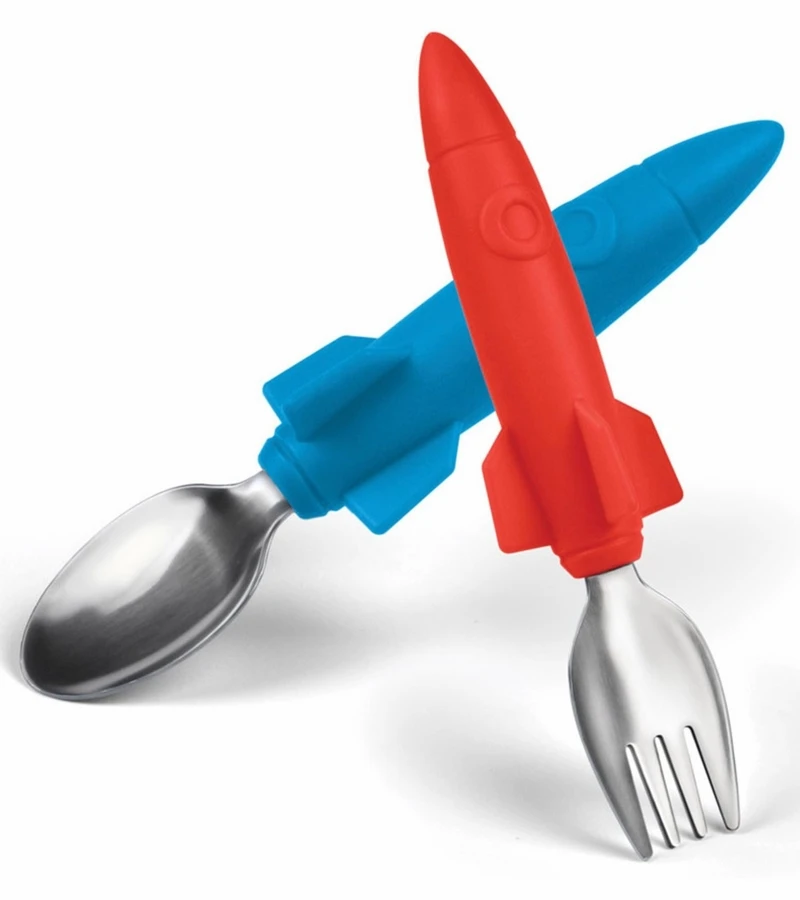 Fred & Friends Kids' Rocket Utensils, Set Of 2 3 Fred & Friends Kids' Rocket Utensils, Set Of 2