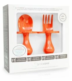 Grabease First Self Feeding Utensil Set - Orange -Baby Products Store grabease first self feeding utensil set orange 139