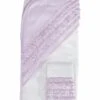 Hello Spud Organic Cotton Hooded Towel And Washcloth Set - Petite Ruffle Lavender -Baby Products Store hello spud organic cotton hooded towel and washcloth set petite ruffle lavender 50