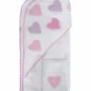 Hello Spud Organic Cotton Hooded Towel And Washcloth Set - Pink Hearts -Baby Products Store hello spud organic cotton hooded towel and washcloth set pink hearts 83