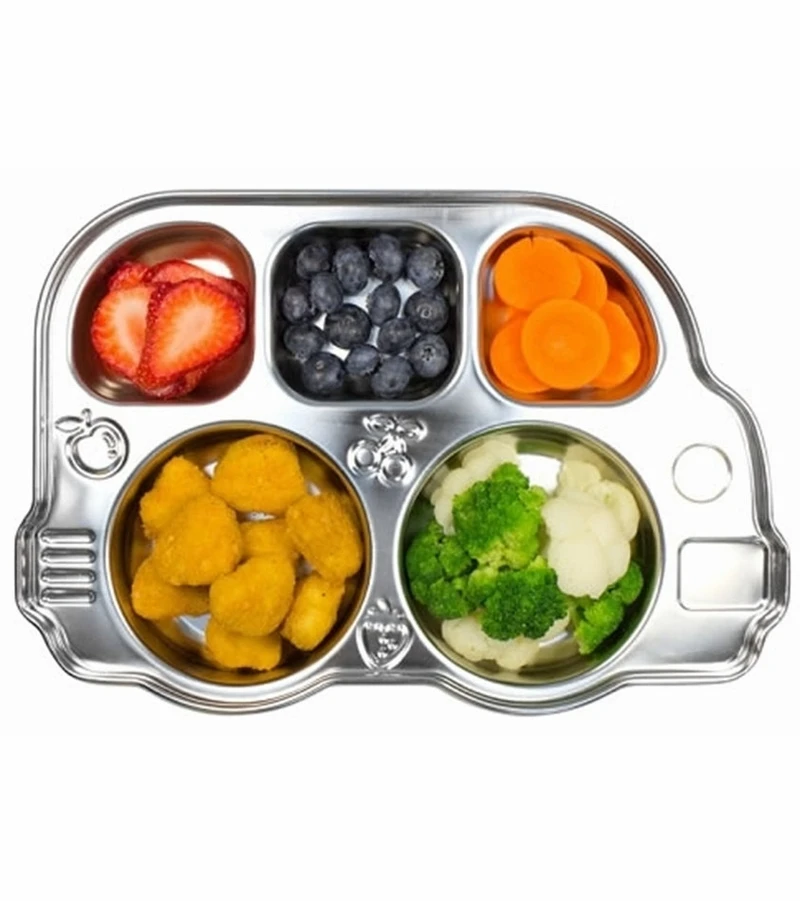 Innobaby Din Din Smart Stainless Divided Platter With Sectional Lid - Blue 5 Innobaby Din Din Smart Stainless Divided Platter With Sectional Lid - Blue - Image 3