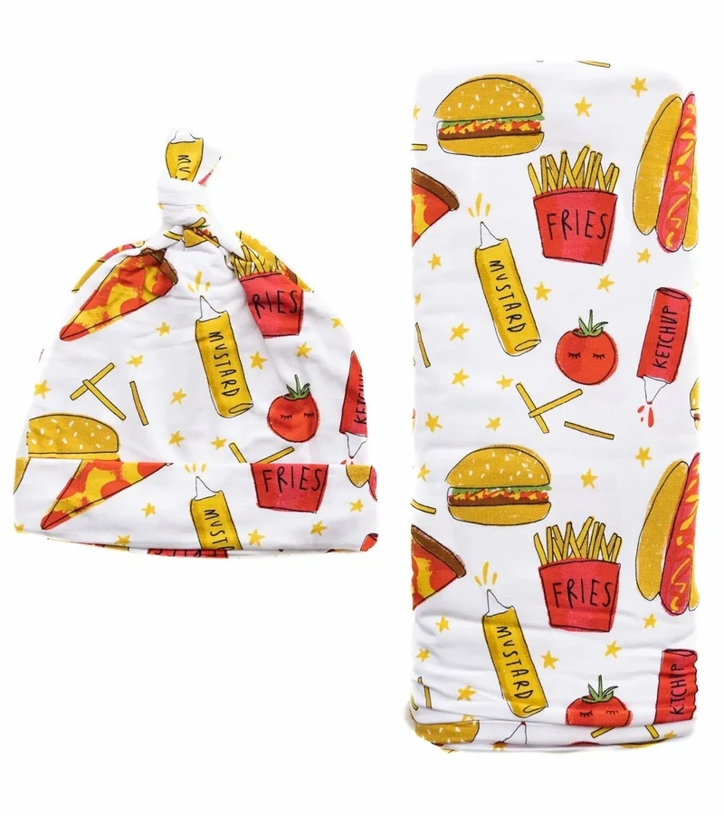 Little Sleepies Bamboo Viscose Swaddle + Hat Set - Fast Foodie 3 Little Sleepies Bamboo Viscose Swaddle + Hat Set - Fast Foodie