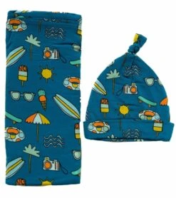 Little Sleepies Bamboo Viscose Swaddle + Hat Set - Surf's Up