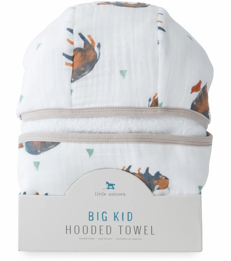 Little Unicorn Cotton Big Kid Hooded Towel - Bison 4 Little Unicorn Cotton Big Kid Hooded Towel - Bison - Image 2