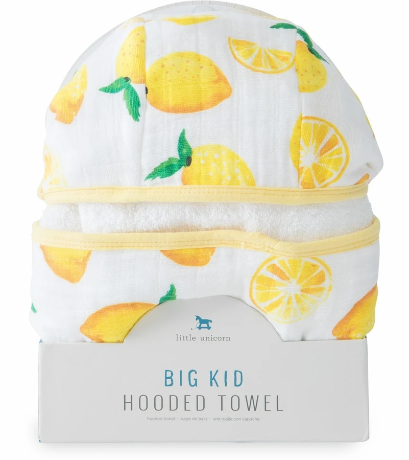 Little Unicorn Cotton Big Kid Hooded Towel - Lemon 4 Little Unicorn Cotton Big Kid Hooded Towel - Lemon - Image 2