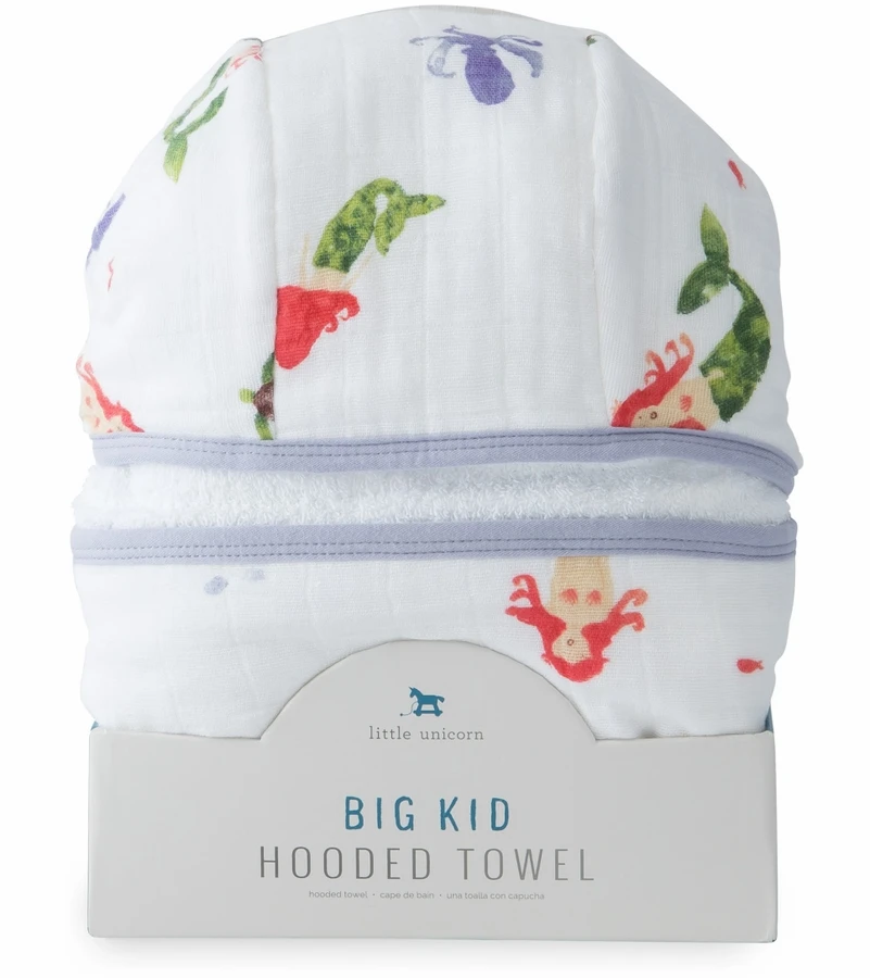 Little Unicorn Cotton Big Kid Hooded Towel - Mermaid 4 Little Unicorn Cotton Big Kid Hooded Towel - Mermaid - Image 2