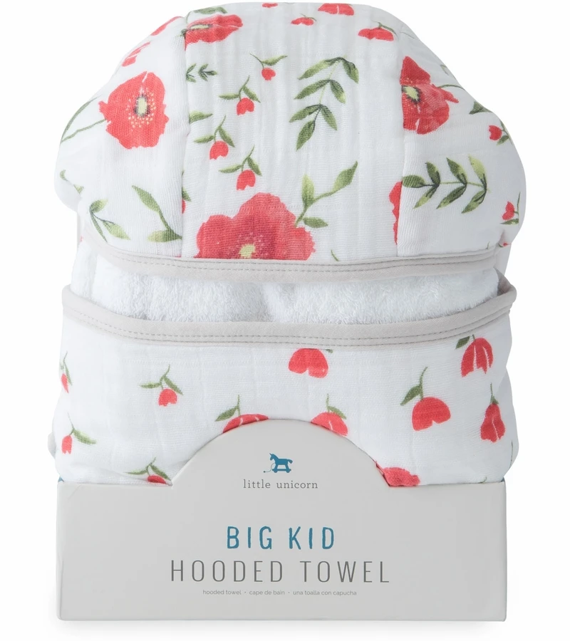 Little Unicorn Cotton Big Kid Hooded Towel - Summer Poppy 4 Little Unicorn Cotton Big Kid Hooded Towel - Summer Poppy - Image 2
