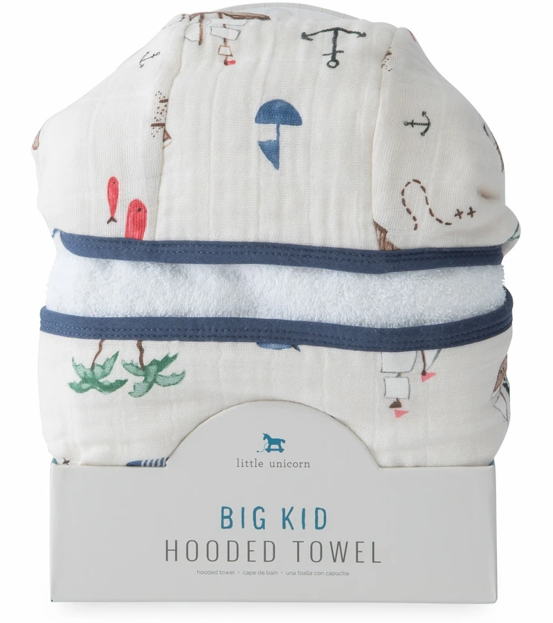 Little Unicorn Cotton Big Kid Hooded Towel - Treasure Map 4 Little Unicorn Cotton Big Kid Hooded Towel - Treasure Map - Image 2