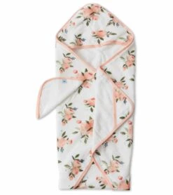 Little Unicorn Cotton Hooded Towel & Washcloth - Watercolor Roses
