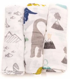 Little Unicorn Cotton Muslin Swaddle 3-Pack - Dino Friends