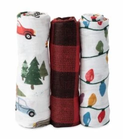 Little Unicorn Cotton Muslin Swaddle 3 Pack - Holiday Haul